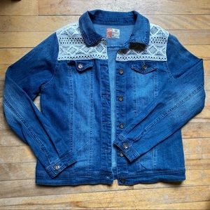 Crochet detailed, soft denim jacket